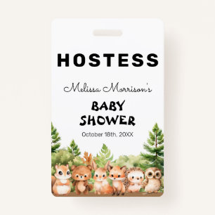 Forest Animals Baby Boy Shower Hostess Badge