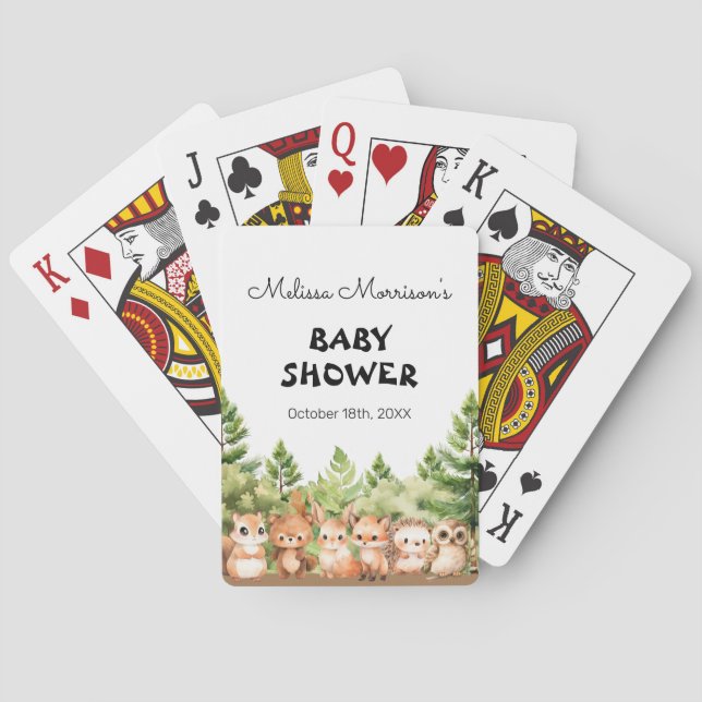 Forest Animals Baby Boy Shower Party Game Poker Cards (Back)