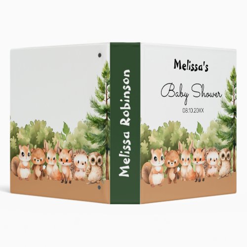 Forest Animals Baby Boy Shower Photo Album 3 Ring Binder