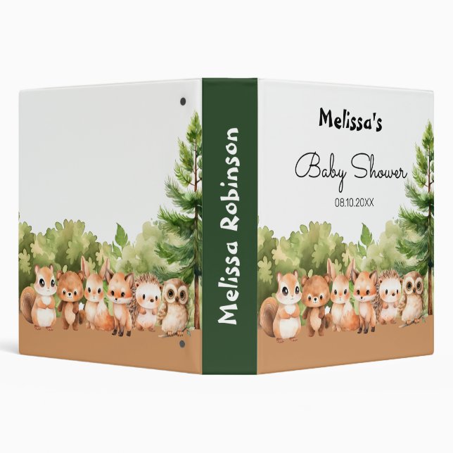 Forest Animals Baby Boy Shower Photo Album 3 Ring Binder (Background)