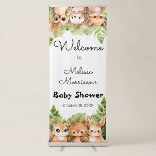 Forest Animals Baby Boy Shower Welcome Retractable Banner