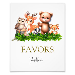 Forest animals baby Favors sign