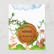 Forest Animals Baby Shower Advice for Mommy Card