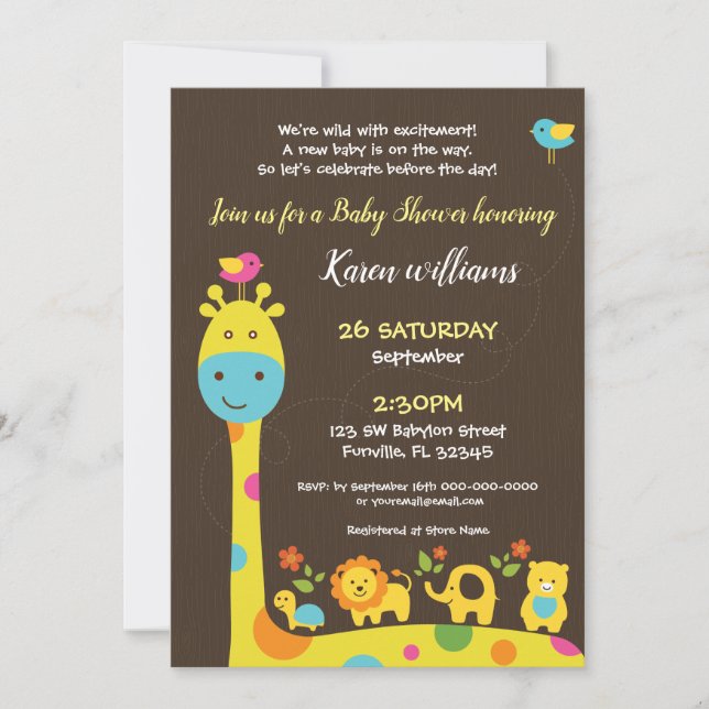 Forest Animals Baby Shower Invitation (Front)