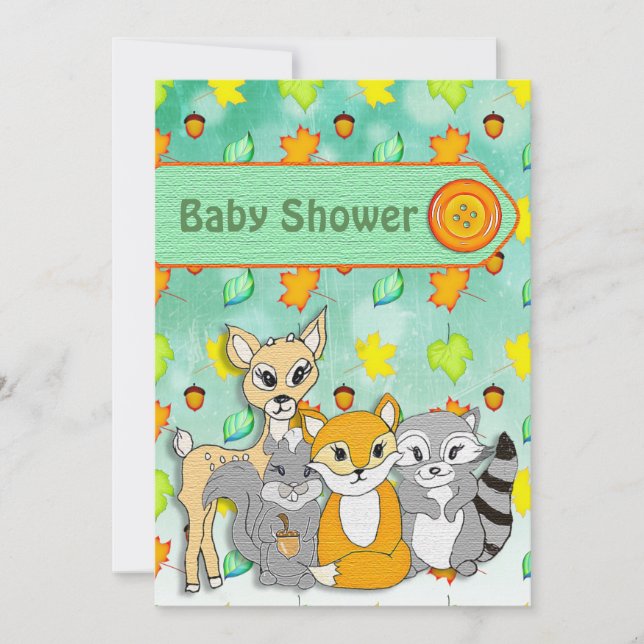 Forest Animals Baby Shower Invitations (Front)
