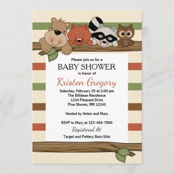 Forest Animals Baby Shower Invitations │ Woodland by InvitingExpression at Zazzle
