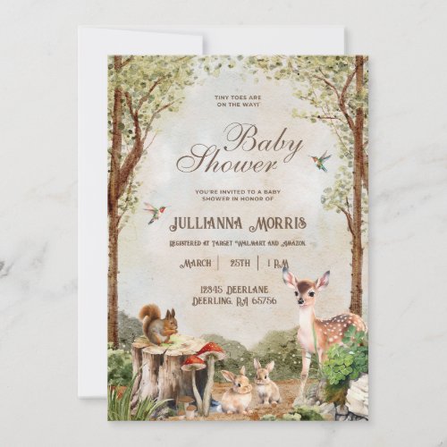 Forest Animals Baby Shower Invites boy or girl