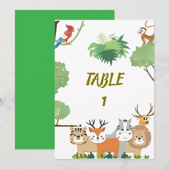 Forest Animals Baby Shower table numbers (Front/Back)