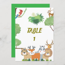 Forest Animals Baby Shower table numbers