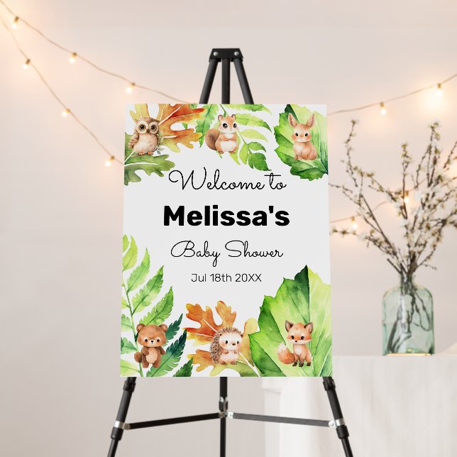 Forest Animals Baby Shower Welcome Foam Board (In Situ (Stand))
