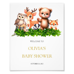 Forest animals baby shower welcome sign