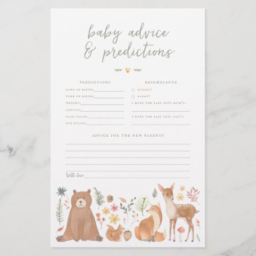 Forest Animals Bear Baby Prediction  Advice Game