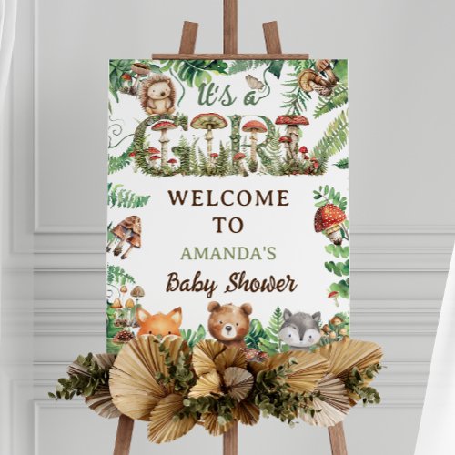 Forest Animals Botanical Girl Baby shower welcome Foam Board