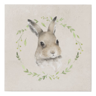 Forest Animals Bunny Rabbit Greenery Nursery Faux Canvas Print