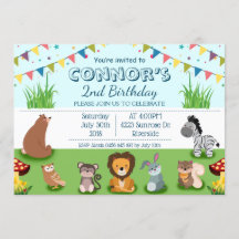 Forest Animals Cartoon Kid Birthday Personalize