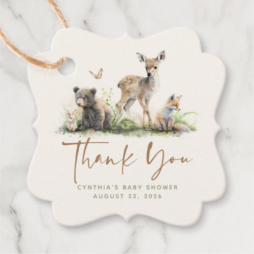 Forest Animals Cute Baby Shower Thank You Favor Tags
