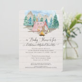 Forest Animals Deer Bear Floral Rustic Baby Shower Invitation (Standing Front)