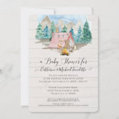 Forest Animals Deer Bear Floral Rustic Baby Shower Invitation (Front)
