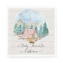 Forest Animals Deer Bear Floral Rustic Baby Shower Napkins
