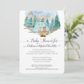 Forest Animals Deer Bear Watercolor Baby Shower In Invitation (Standing Front)