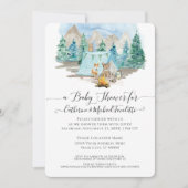 Forest Animals Deer Bear Watercolor Baby Shower In Invitation (Front)