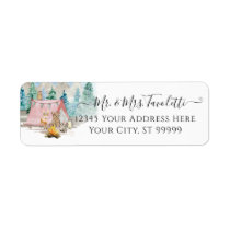 Forest Animals Deer Bear Woodland Girl Shower Label