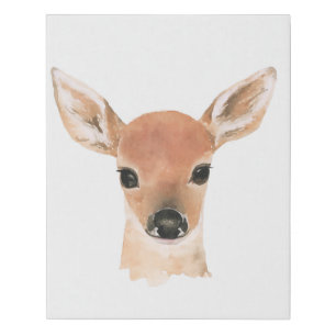 Forest Animals Deer Watercolor Portrait Faux Canvas Print