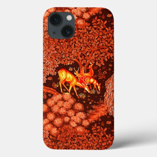 FOREST ANIMALS DEERS BY A BROOK Yellow Red Floral iPhone 13 Case