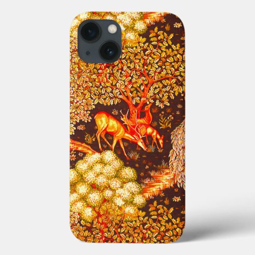 FOREST ANIMALS DEERS BY A BROOK Yellow Red Floral iPhone 13 Case