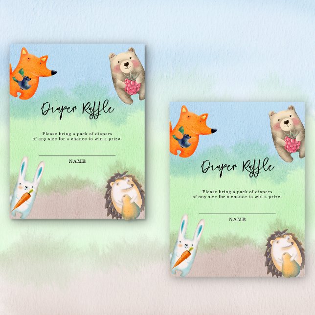 Forest animals - diaper raffle enclosure card (Creator Uploaded)