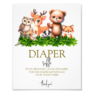 Forest animals Diaper Raffle Sign