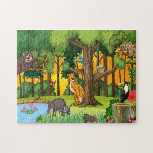 Forest Animals During Sunset Jigsaw Puzzle