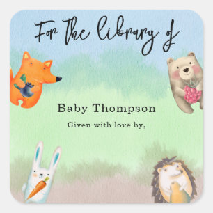 Forest animals - for the library of square sticker