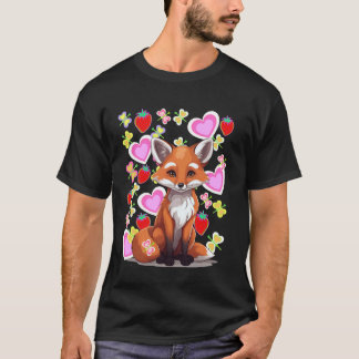 Forest Animals Fox Foxes Strawberries Summer Foxes T-Shirt