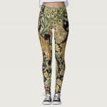 Forest Animals ,fox, Peacock, Hare In Green Floral Leggings at Zazzle
