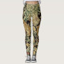 FOREST ANIMALS ,FOX, PEACOCK, HARE IN GREEN FLORAL LEGGINGS
