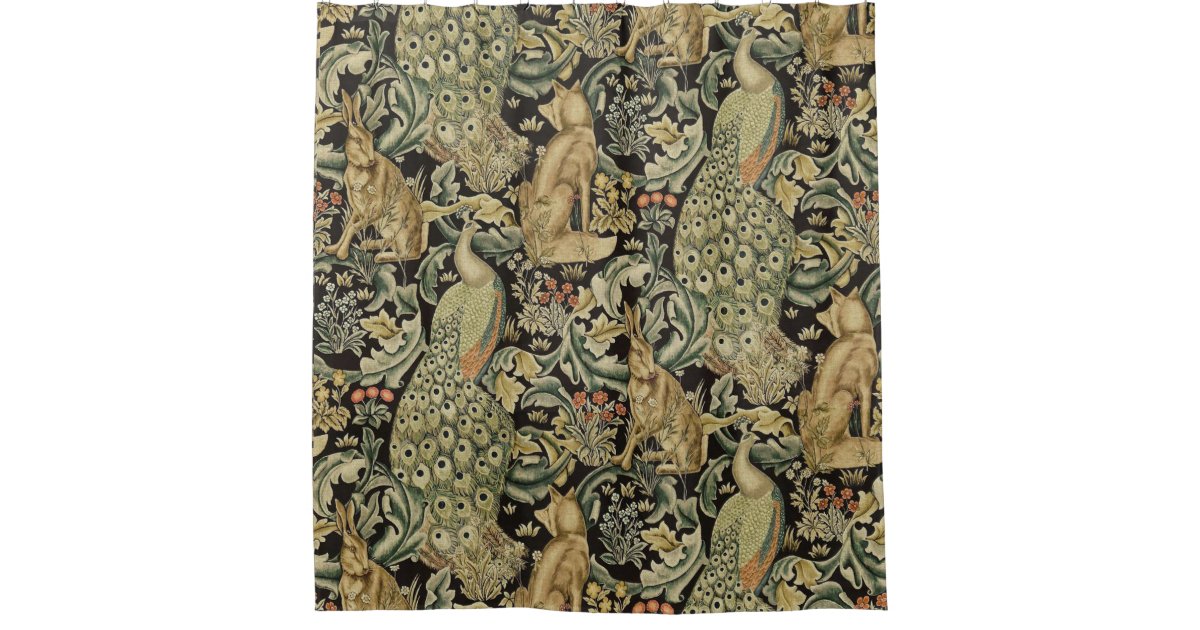 GREENERY, FOREST ANIMALS Fox and Hares Blue Green Floral Tapestry