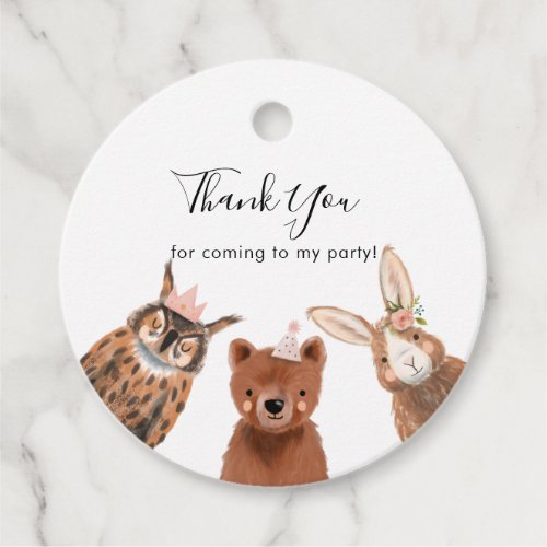 Forest Animals Girl Birthday Favor Tags