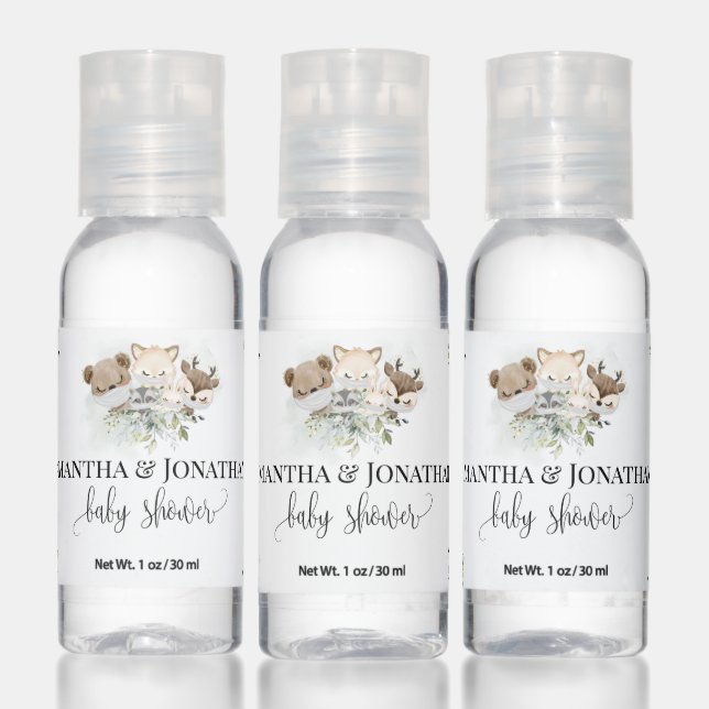 Forest Animals Greenery Baby Shower Favor Hand Sanitizer (Set)