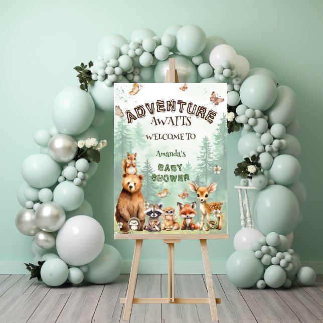 Forest animals Greenery baby shower Welcome Foam Board (Creator Uploaded)
