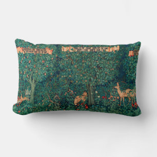 Forest Animals ,Greenery Fox ,Doe ,Hares,W.Morris Lumbar Pillow