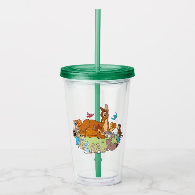 Forest Animals Greeting Prince Bambi Acrylic Tumbler (Front)