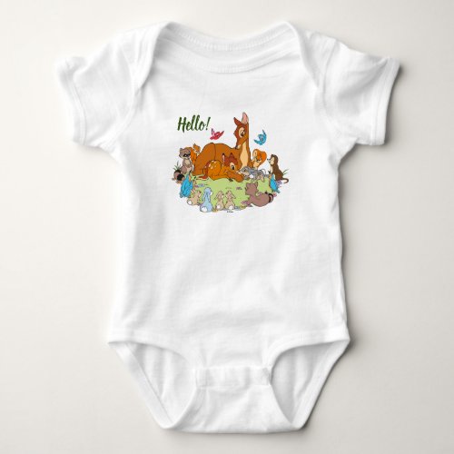 Forest Animals Greeting Prince Bambi Baby Bodysuit