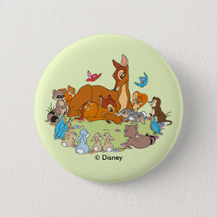 Forest Animals Greeting Prince Bambi Button
