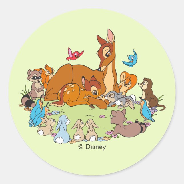 Forest Animals Greeting Prince Bambi Classic Round Sticker (Front)