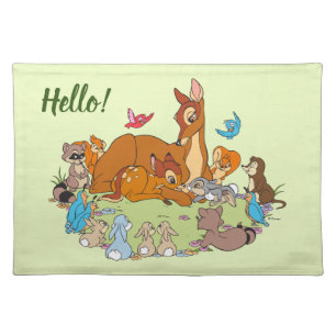 Forest Animals Greeting Prince Bambi Cloth Placemat