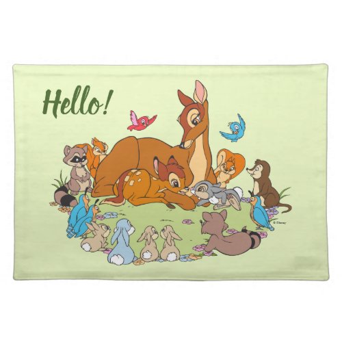Forest Animals Greeting Prince Bambi Cloth Placemat