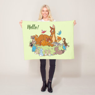 Forest Animals Greeting Prince Bambi Fleece Blanket