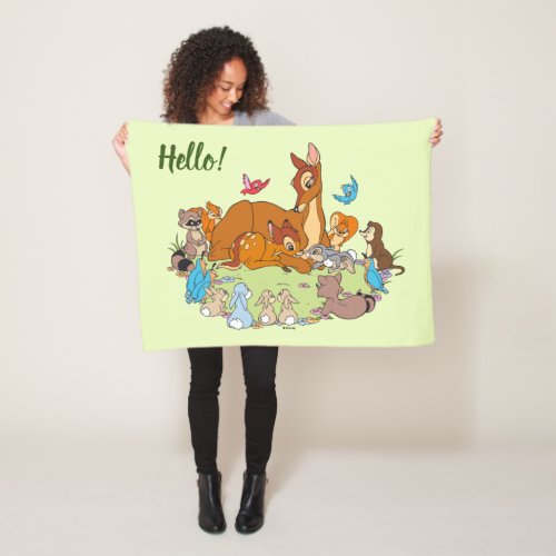 Forest Animals Greeting Prince Bambi Fleece Blanket