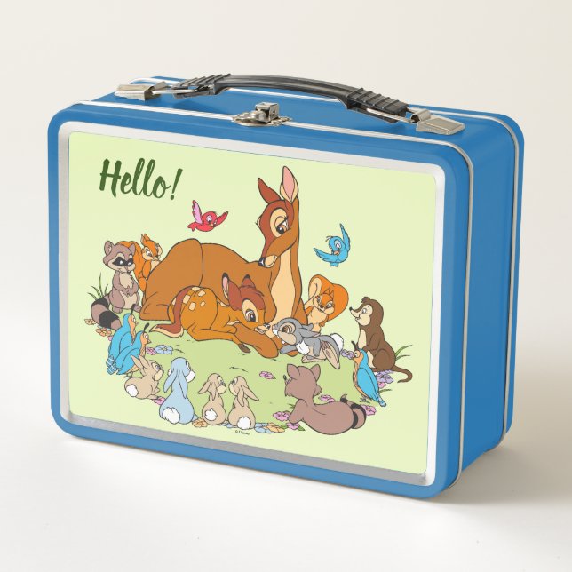 Forest Animals Greeting Prince Bambi Metal Lunch Box (Front)